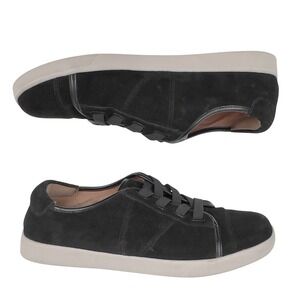 Vionic Jean Suede Sneakers Slip On Black Lace Up Comfort Shoes Womens 9 Wide
